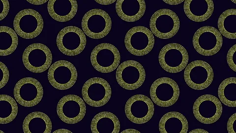 Abstract green digital rings pattern animation on dark background, seamless Stock Footage 333150611