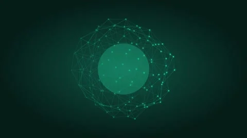 Abstract Green Digital Sphere with Plexus Network Stock Footage 344247864