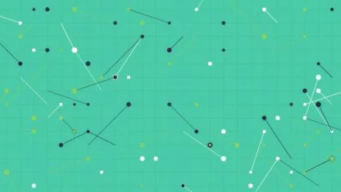 Abstract Green Digital Technology Grid Background with Connected Dots and L.. Stock Illustration