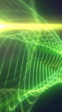 Abstract green digital wave glowing with light and energy, symbolizing tech.. Ilustración de archivo