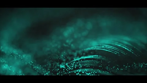 Abstract green digital waves and particles flowing in the dark background. Stock Footage 320464277