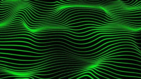Abstract green dot line with a dynamic wave. Abstract digital particle and .. Stock Illustration
