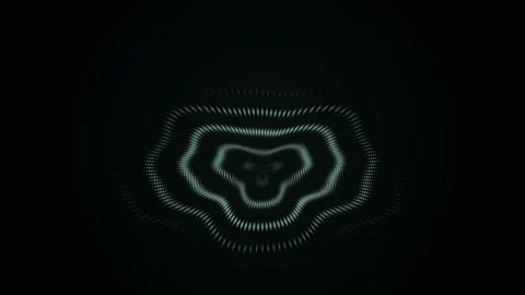 Abstract green dot matrix wave expanding on a black background Stock Footage 335875662