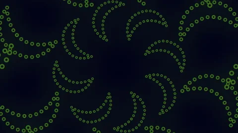 Abstract green dotted arcs moving on dark background, futuristic tech pattern 스톡 동영상 330089994