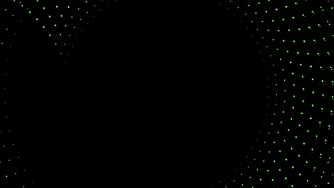 Abstract green dotted circle swirl expanding on black background. Seamless loop Stock Footage 345807602