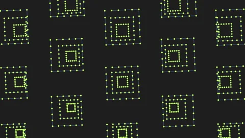 Abstract green dotted square network pattern moving on dark background 動画素材 330053986