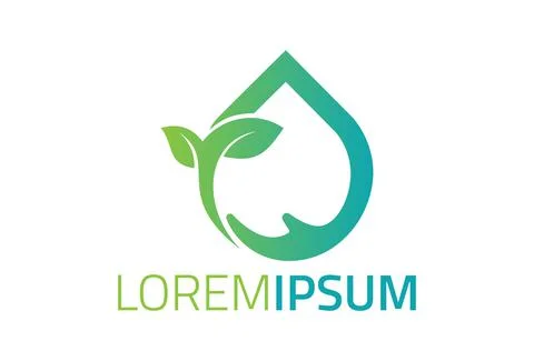 Abstract Green Drop Nature Leaf Hand Logo Design	 Stock Illustration