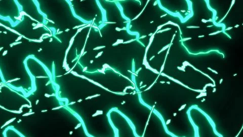 Abstract green energy light strings or waves background Illustrazione stock