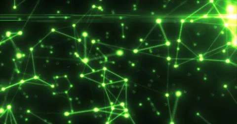 Abstract green energy lines plexus triangles magical bright glowing futuris.. Stock Illustration