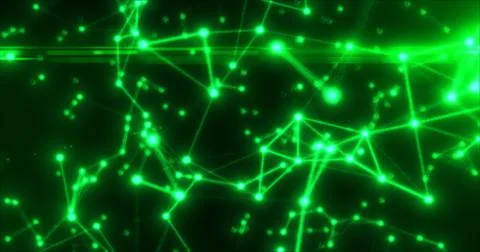 Abstract green energy lines plexus triangles magical bright glowing futuris.. 스톡 일러스트