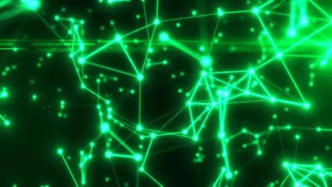 Abstract green energy lines plexus triangles magical bright glowing futuris.. Stock Illustration