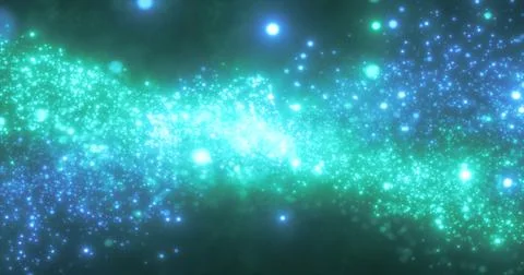 Abstract green energy magic round particles round with bokeh effect glowing.. Illustrazione stock