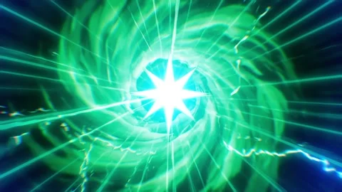 Abstract Green Energy Vortex Background With Glowing Star Core Stock Footage 332299691