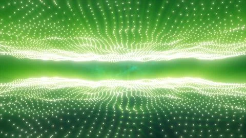 Abstract green energy waves from particles above and below the screen magic.. Stock Illustration