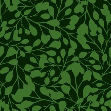 Abstract green eucalyptus leaf seamless pattern in tropical style. Dark backg Illustrazione stock