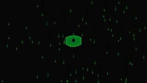 Abstract green eye on a black background surrounded by falling digital rain.. Stock Footage 341824594