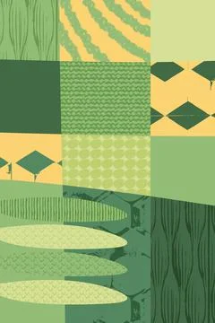 Abstract green field or wave eco farm background. Nature landscape vector Stock Illustration