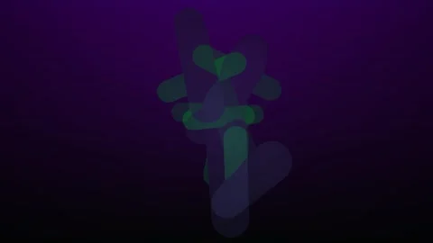 Abstract green floating geometric shapes animation on dark purple gradient .. Stock Footage 346342762