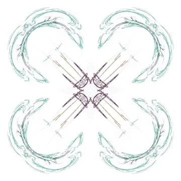 Abstract green floral pattern isolated on white background. Stock Illustration