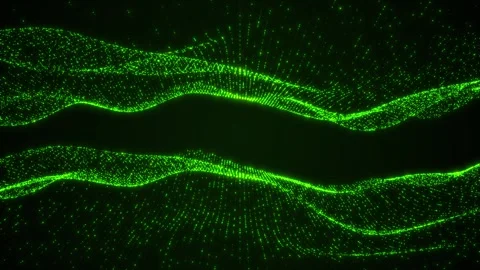Abstract green flowing digital wave particles background, 4K, UHD Stock Footage 299013650