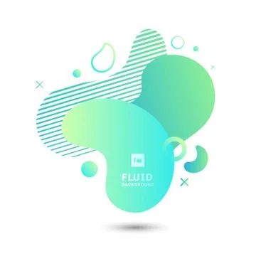 Abstract green fluid graphic shape elements composition on white background. Illustrazione stock