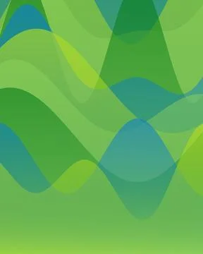 Abstract Green Fluid Liquid Wave Background with Translucent Shapes for Dig.. Stock Illustration