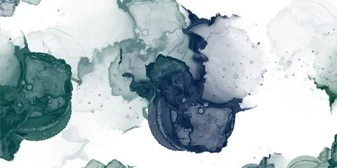 Abstract green fluid painted background. Alcohol ink or watercolor art. Editable Stock Illustration