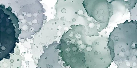 Abstract green fluid painted background. Alcohol ink or watercolor art. Editable Stock Illustration