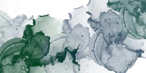 Abstract green fluid painted background. Alcohol ink or watercolor art. Editable Stock Illustration