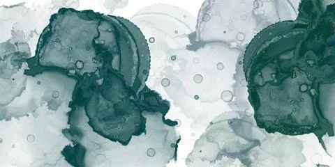 Abstract green fluid painted background. Alcohol ink or watercolor art. Editable Stock Illustration
