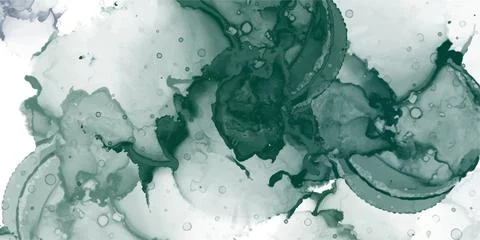 Abstract green fluid painted background. Alcohol ink or watercolor art. Editable Stock Illustration