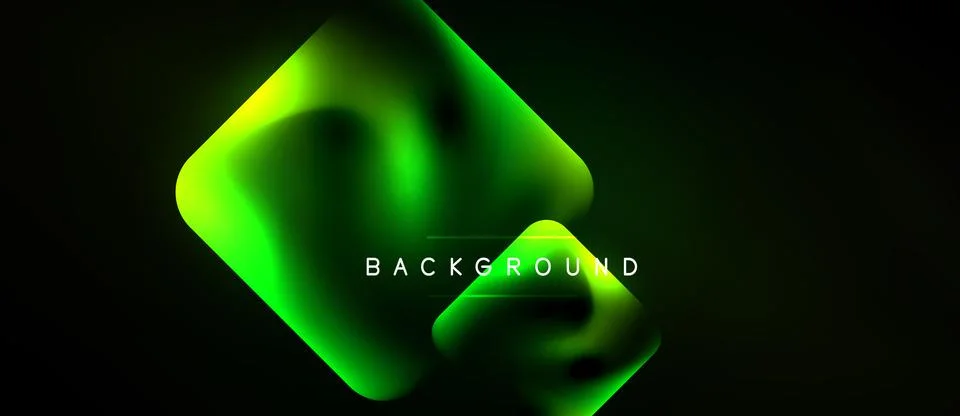 Abstract green fluid shape over black background. Gradient lighting creates イラスト素材