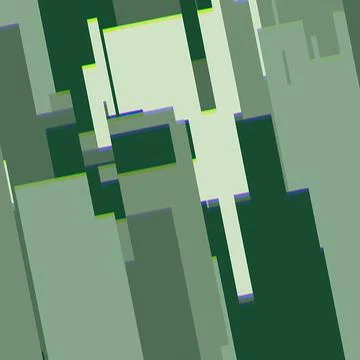 Abstract Green Geometric Background with Digital Glitch Effects and Layered Stock Illustration