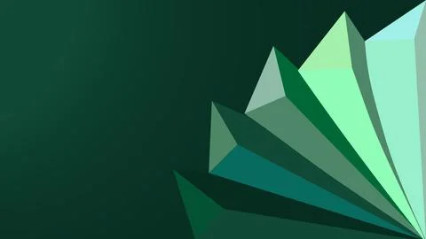 Abstract Green Geometric Folded Paper Background with Copy Space Illustration
