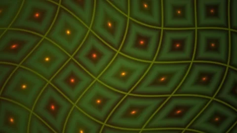Abstract Green Geometric Grid Pattern with Wavy Distortion and Glowing Oran.. Stock Footage 344716471
