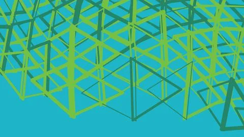 Abstract green geometric grid pattern on blue background Stock Illustration