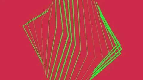 Abstract green geometric lines on a solid pink background Stock Illustration