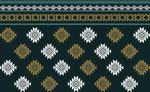Abstract green geometric native pattern seamless vector.Repeating geometric b Stock Illustration