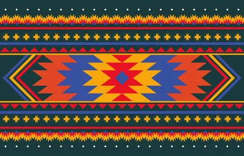 Abstract green geometric native pattern seamless vector.Repeating geometric b Stock Illustration