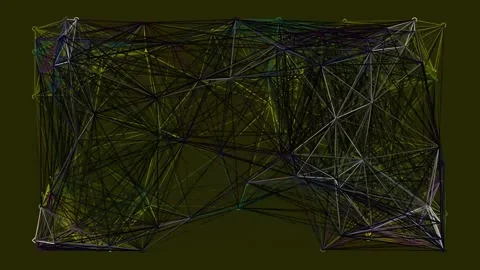 Abstract green geometric network connecting nodes on dark futuristic digita.. Stock Footage 342204356