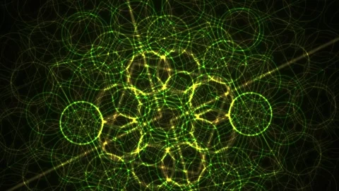 Abstract Green Geometric Network Pattern with Glowing Circles and Lines. Stock Footage 333916273