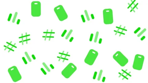Abstract Green Geometric Pattern with Hashtags and Shapes on White Background Stock Footage 344909818