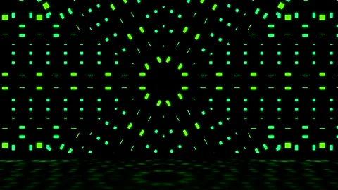 Abstract green geometric pattern radiating in a neon circular background Stock Footage 262596506