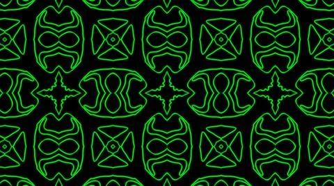 Abstract green geometric seamless pattern background. Psychedelic Colorful Ka Stock Illustration