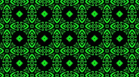 Abstract green geometric seamless pattern background. Psychedelic Colorful Ka Stock Illustration