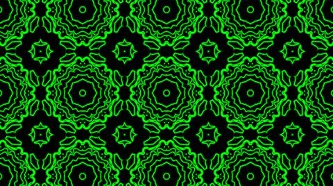 Abstract green geometric seamless pattern background. Psychedelic Colorful Ka Illustrazione stock