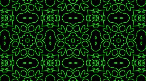 Abstract green geometric seamless pattern background. Psychedelic Colorful Ka Stock Illustration