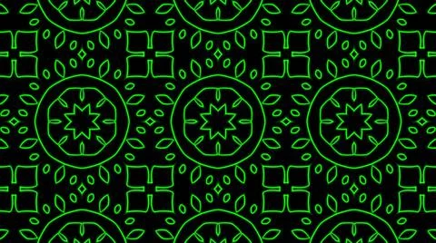Abstract green geometric seamless pattern background. Psychedelic Colorful Ka Stock Illustration