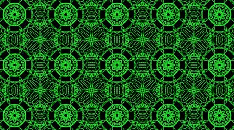 Abstract green geometric seamless pattern background. Psychedelic Colorful Ka Illustrazione stock