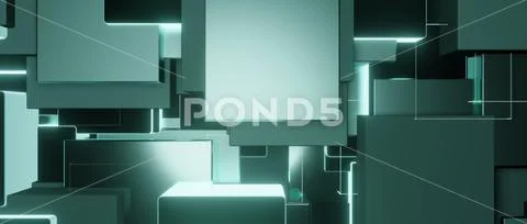 Abstract green geometric shape background 3d render Stock-Illustration
